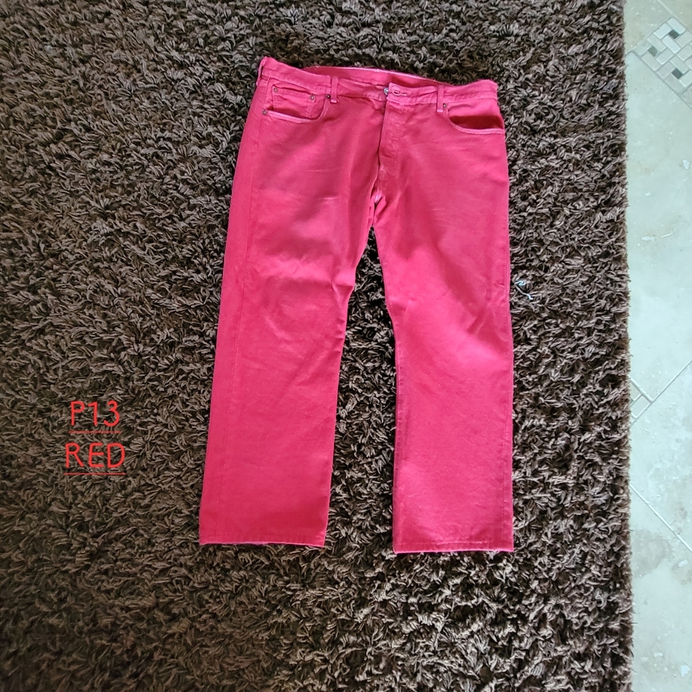 Levi's 501 Button Fly Jeans W40 L30 Red